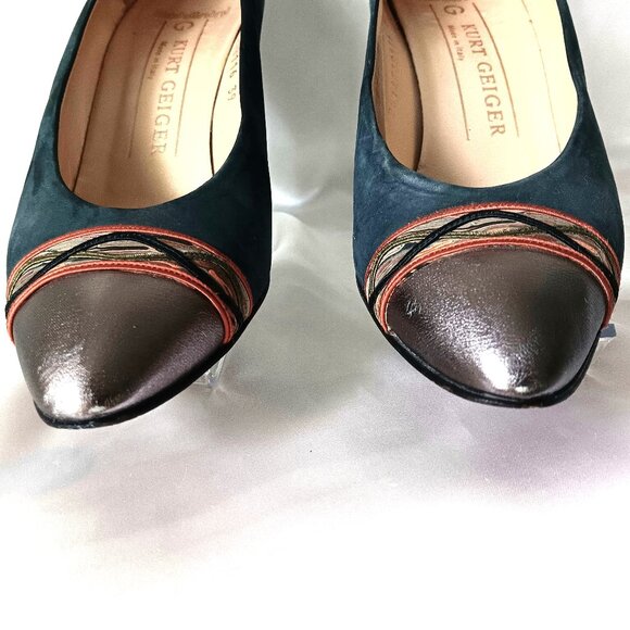 EUC ~ KURT GEIGER Baldini Gorgeous Navy Blue Suede Pumps ~ Size 9 - Picture 4 of 15